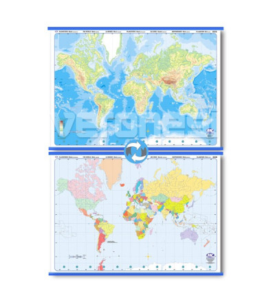 Mapa Mudo P/ Marcador Doble Faz Planisferio 95x130 Cm.